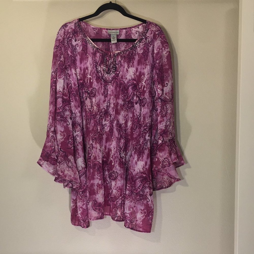 Orchid Blouse w/ Jeweled Neckine